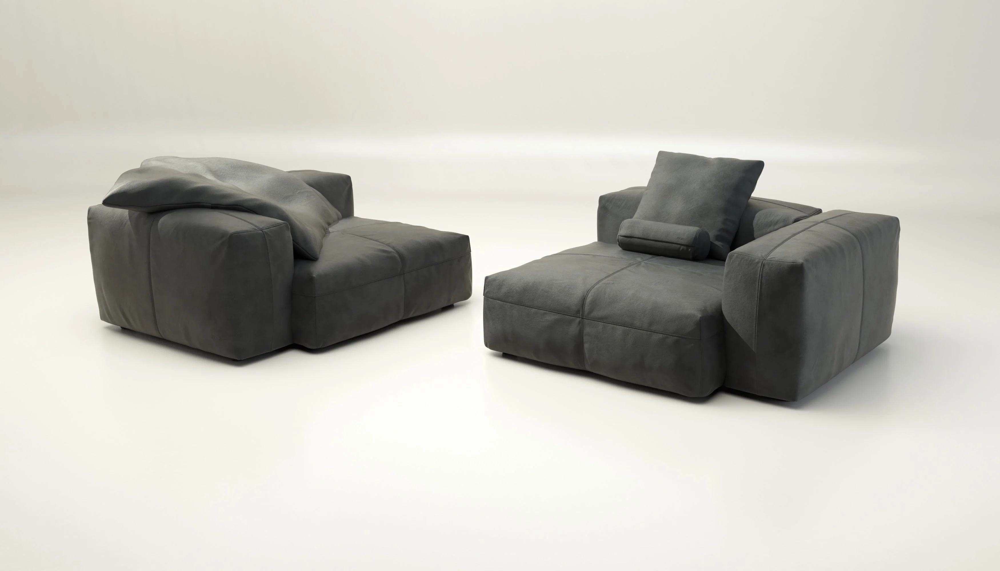 vetsak | Sofa Set 02 Large - Leather - Dark Grey | Modular Sofa | 3.5 Seater | Big Sofa - Image 4