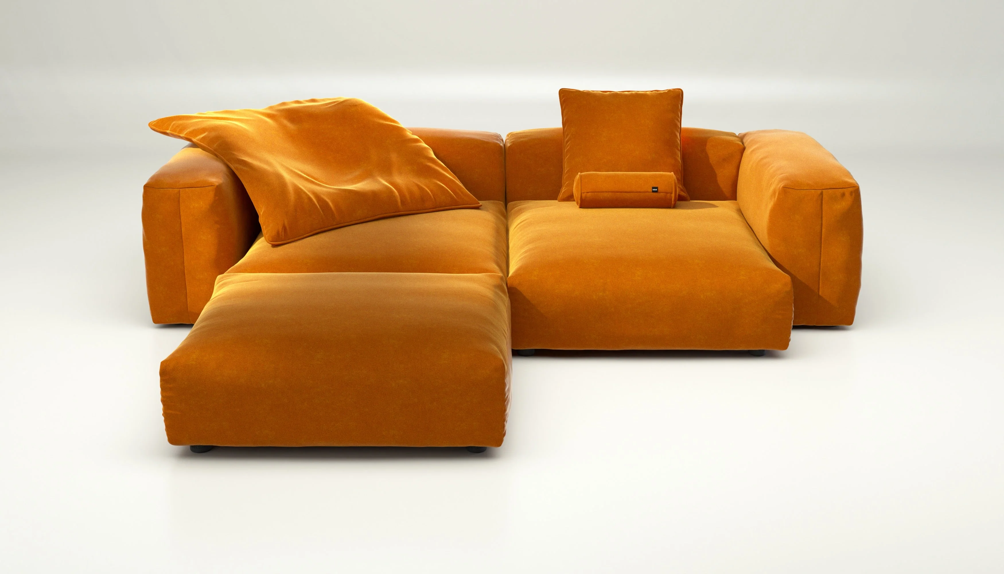vetsak | Sofa Set 03 - Suave - Orange Blaze | Modular Sofa | 3.5 Seater | Big Sofa | Corner Sofa