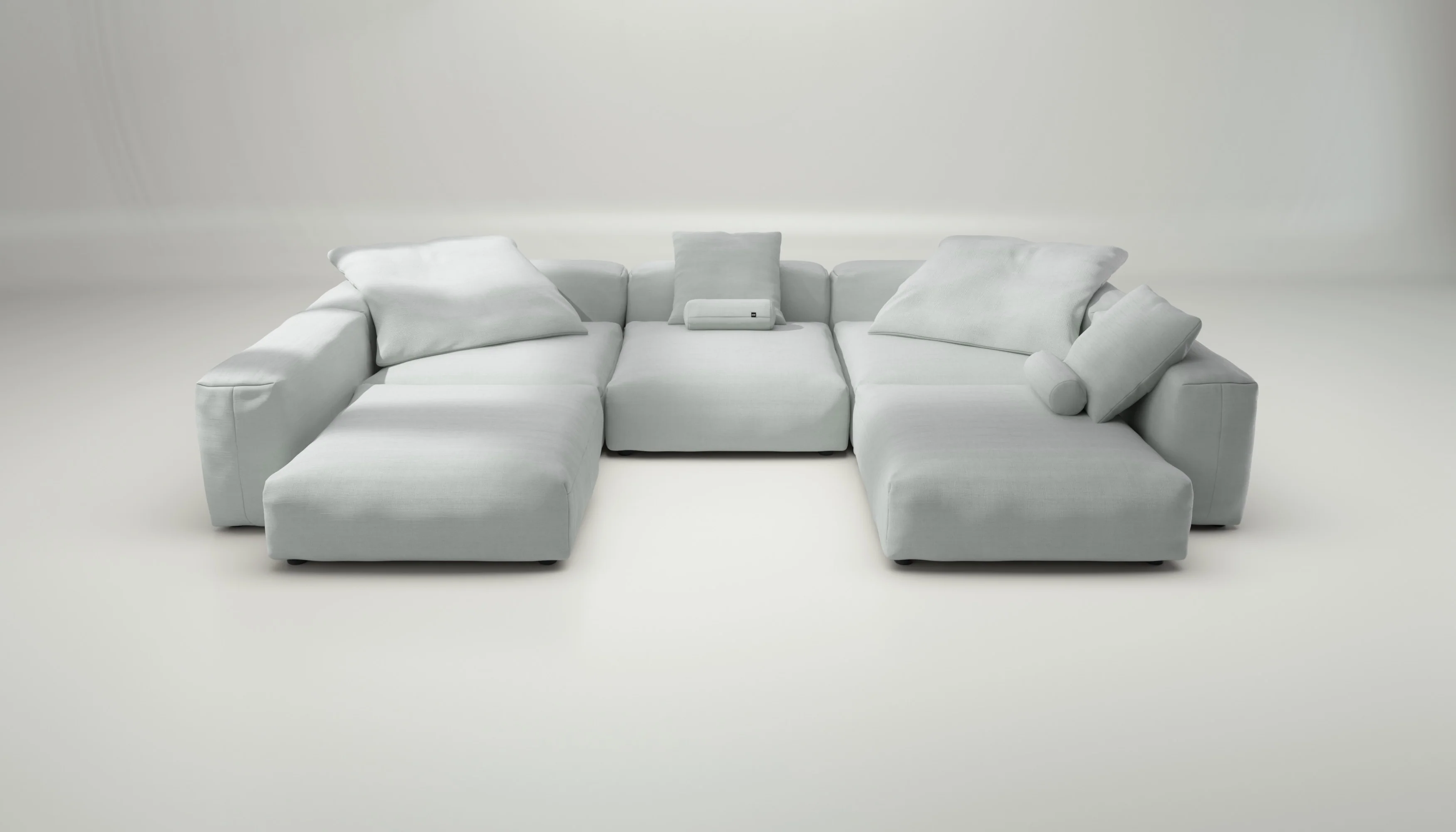 vetsak | Sofa Set 06 - Pique - Light Grey | Modular Sofa | 6.5 Seater | Big Sofa | U-Shape | Corner Sofa